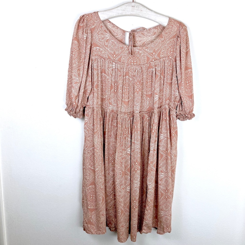 Natalie Martin Haley Short Printed Dress Small Boho Bohemian Cottagecore Peasant